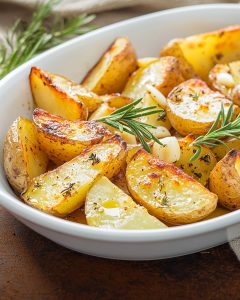 Batata rústica na Airfryer dourada por fora, macia por dentro e perfumada com alho e ervas frescas.