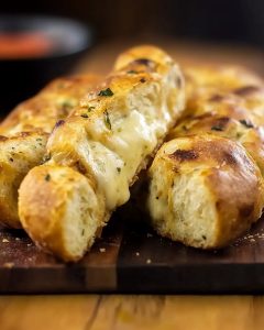 Pão de alho na Airfryer com massa dourada, recheado de queijo derretido e temperos aromáticos