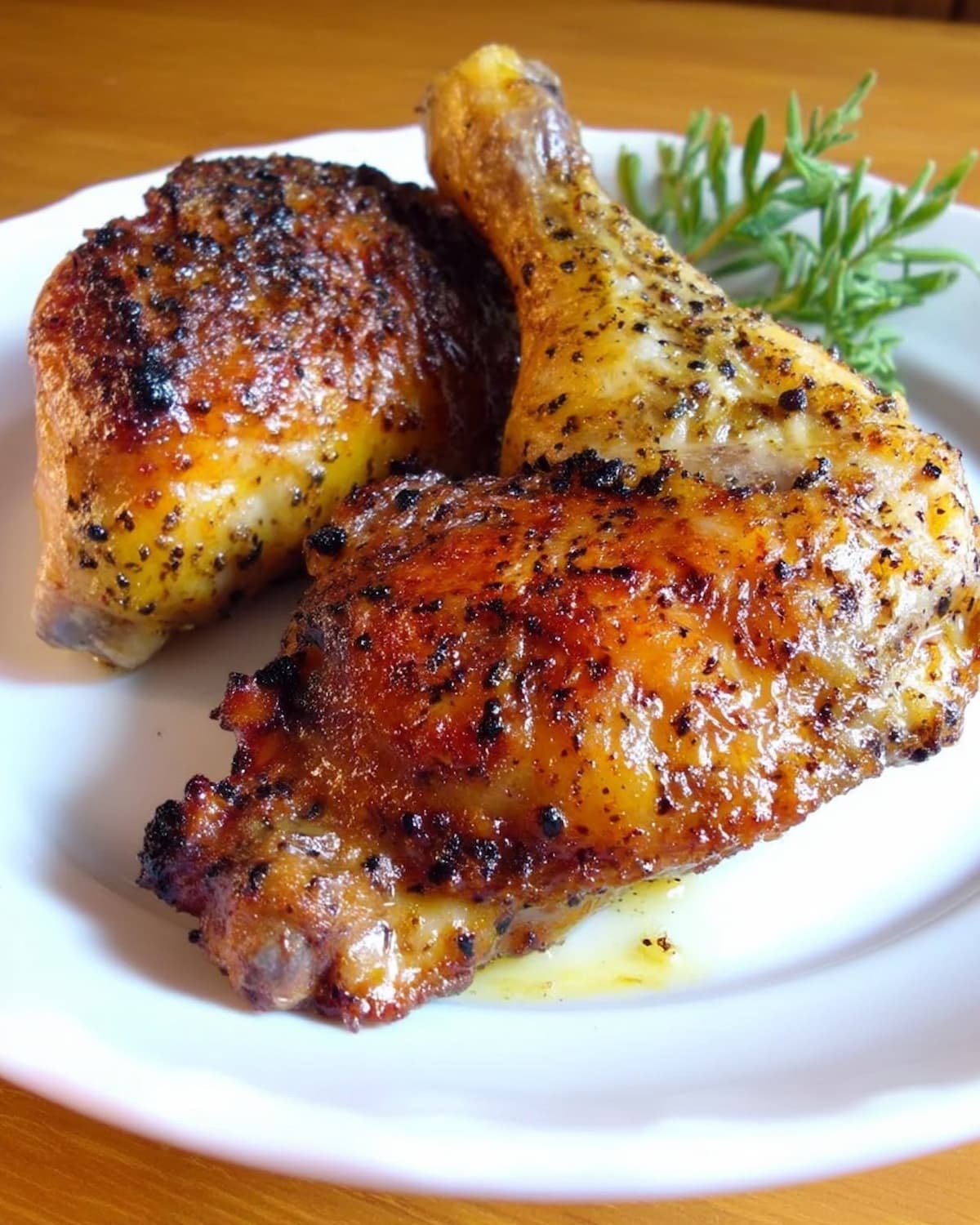 Sobrecoxa de frango na Airfryer dourada e suculenta, com pele crocante e tempero bem apurado.